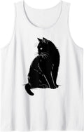 Minimalist Cat Art Cute Black Cat Owner Feline Art Kitten Tank Top Unisex T-shirt, Sweatshirt, Hoodie, Long Sleeve Tee