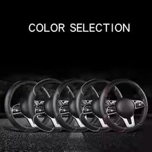 All Seasons Leather Diamond Steering Wheel Cover Universal Fit for 14 .5-15 Inch Durable Leather Cover Anti-Slip Veins Design