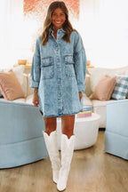 Kicking Up Dust Shacket Dress - Denim (FINAL SALE)
