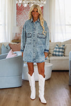 Kicking Up Dust Shacket Dress - Denim (FINAL SALE)