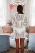 Poolside Drinks Cardigan and Mini Skirt Cover Up Set - White